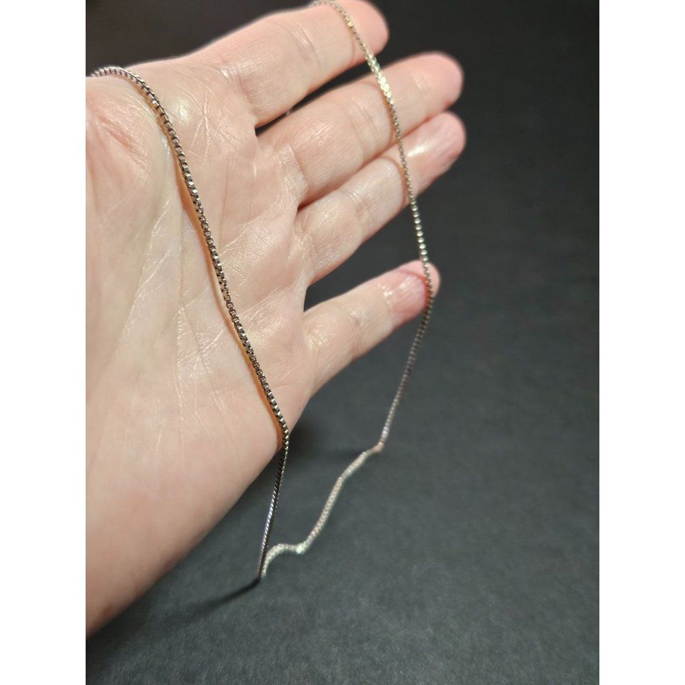 Sterling silver box link necklace 24" - Picture 3 of 12